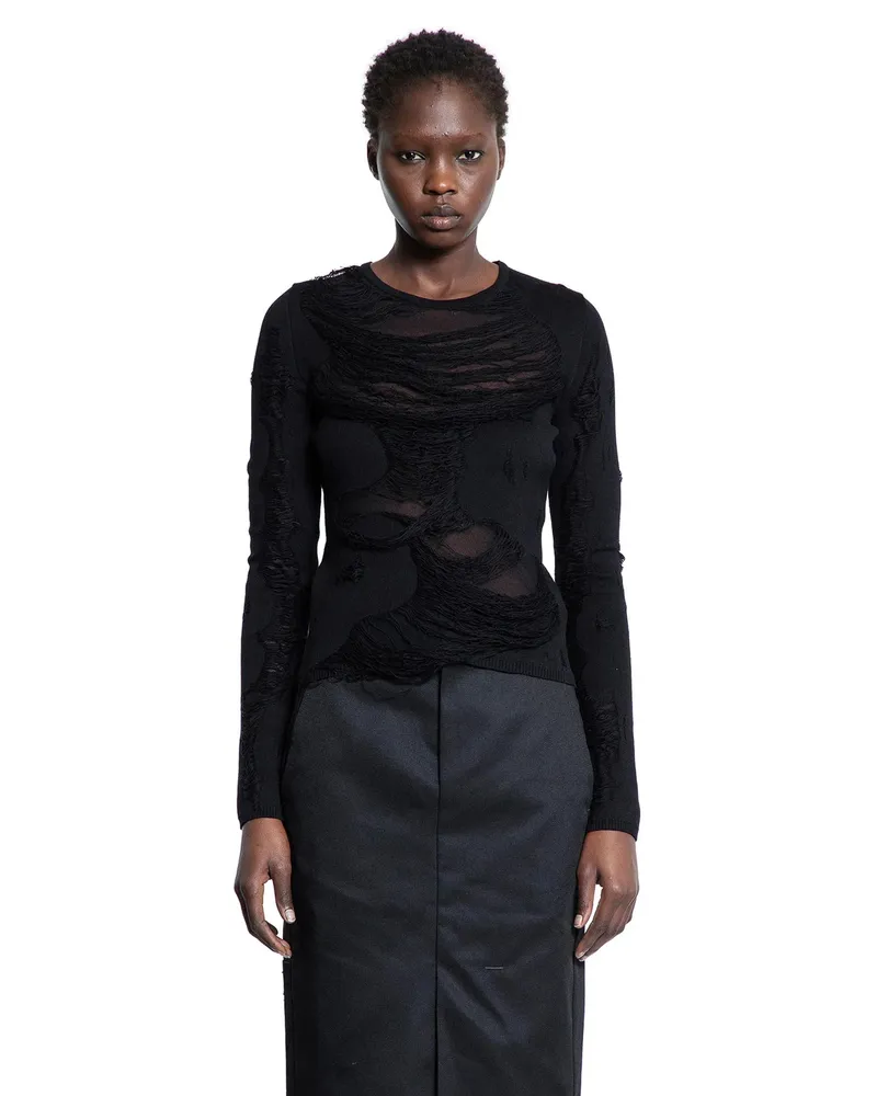 Maison Margiela Shredded Cotton and Tulle top Black