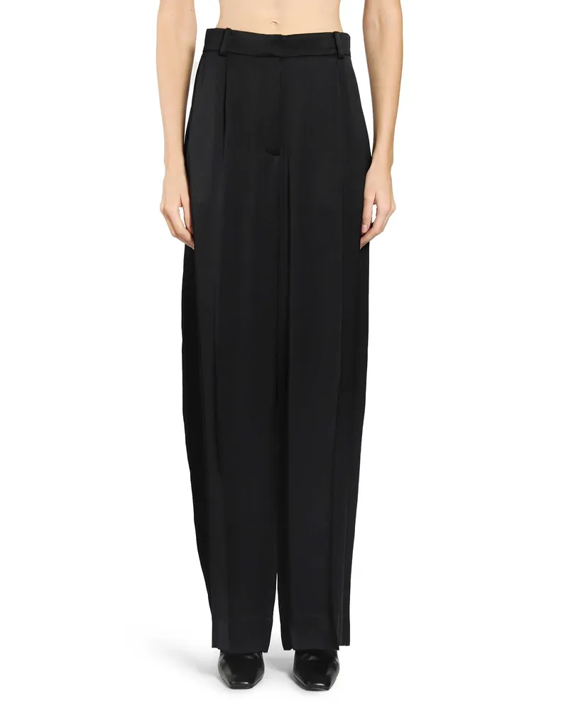 Totême Wild Satin Wide Leg Trousers Black