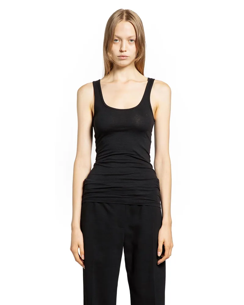 James Perse Cotton Long Tank Top Racer Back Black