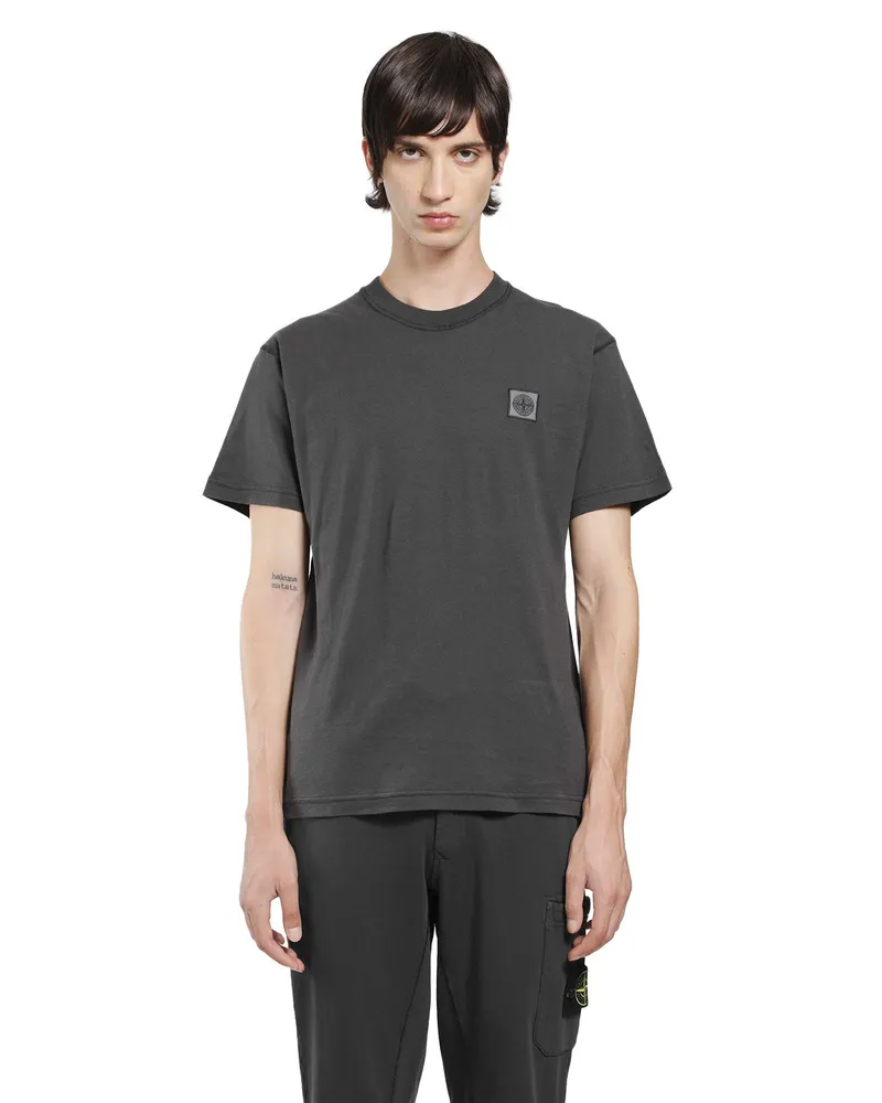 Stone Island 2100026 Cotton Jersey 'Fissato' Effect T-Shirt Grey