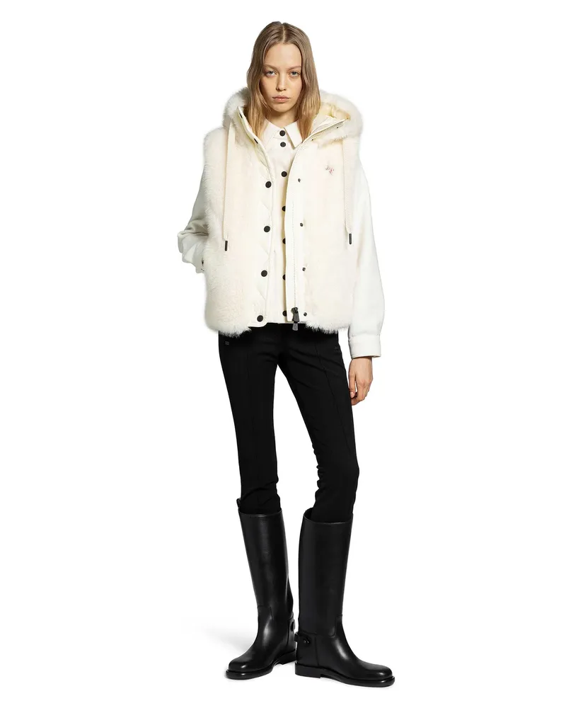 Moncler Arve Hooded Teddy Down Vest White