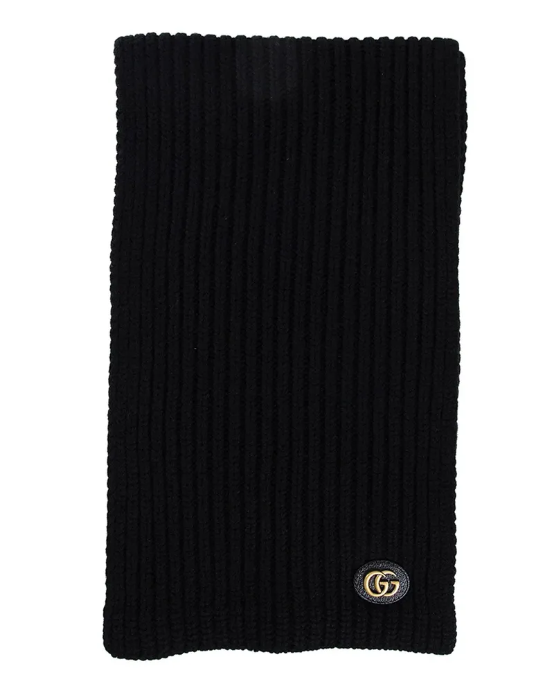 Gucci Wool Cashmere Double G Scarf Black