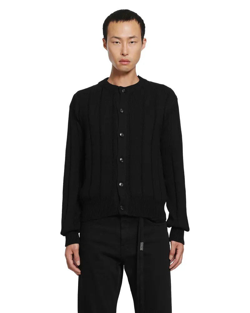 Ann Demeulemeester Natel Brushed Rib Cardigan Black