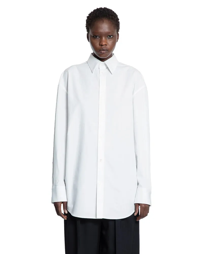 Saint Laurent Cassandre Shirt in Cotton Poplin White