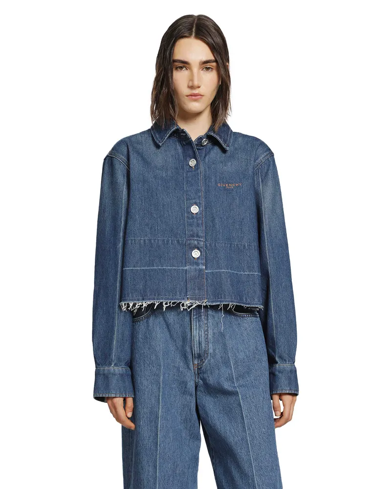 Givenchy Cropped Denim Shirt Blue