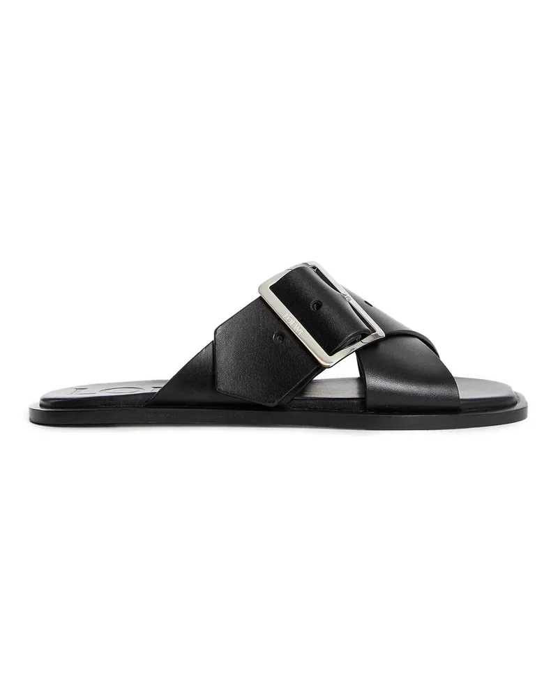 Loewe Sandalo piatto Petal Belt in pelle di vitello conciata al vegetale Black