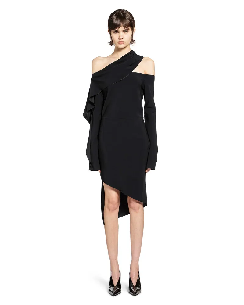 Nensi Dojaka Asymmetric Long Sleeve Mini Dress Black