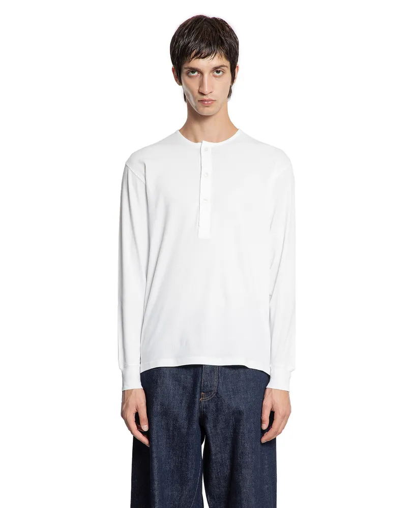 Tom Ford Cotton Stretch Rib Henley T-Shirt White