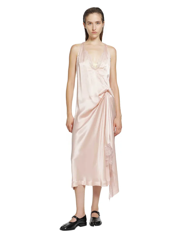 Maison Margiela Silk Slip Midi Dress Pink