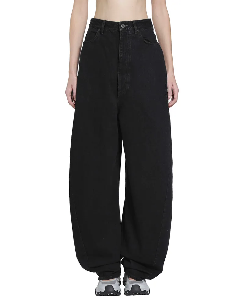 Balenciaga High Waist Barrel Twisted Seam Jeans Black