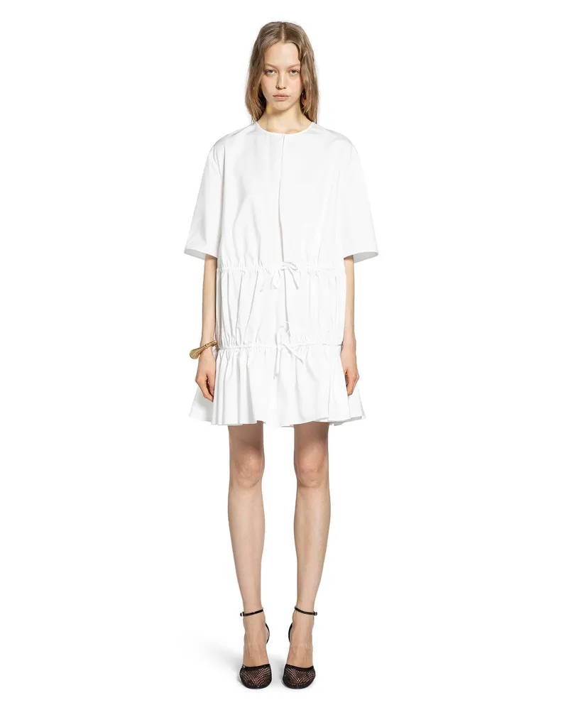 Alaïa Ruffle Long Sleeve Dress White