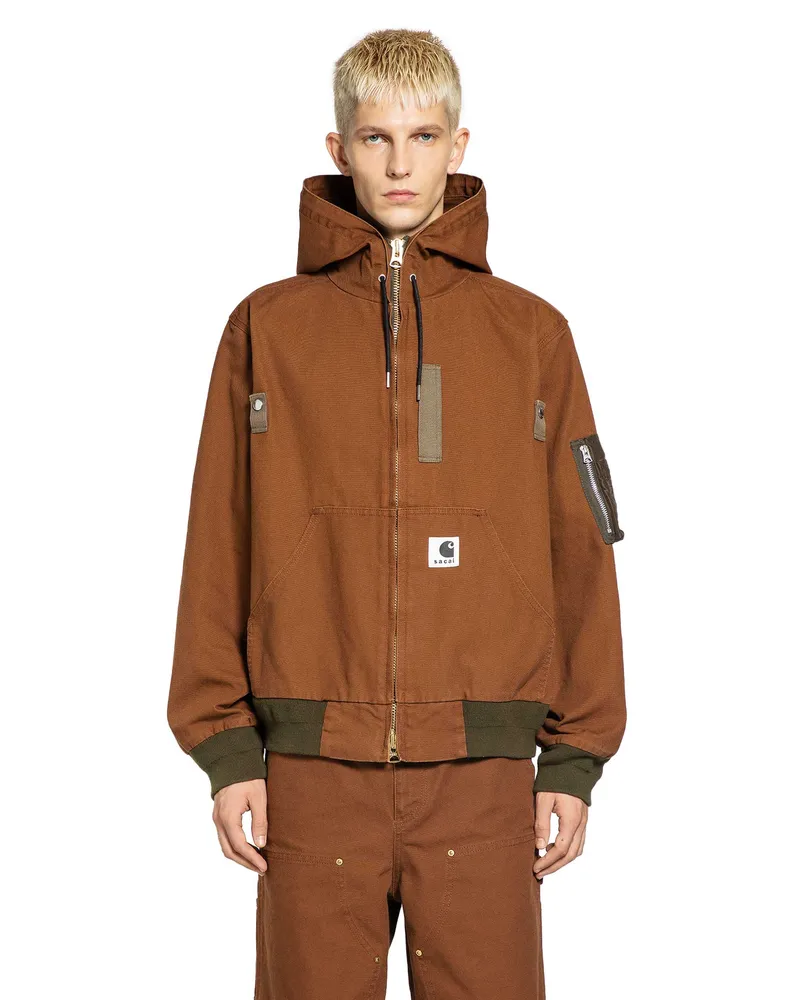 Sacai Carhartt WIP Washed Duck Hooded Blouson Beige