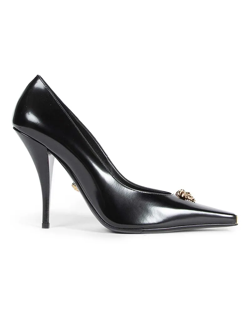 Versace Brushed Calfskin Heeled Shoes Black