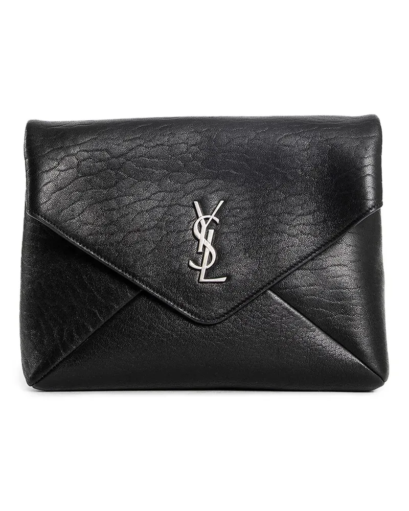 Saint Laurent Cassandre envelope messenger bag in lambskin Black