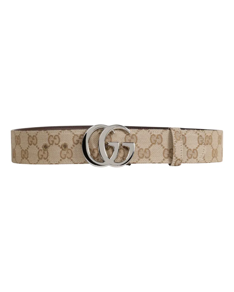 Gucci Flat Marmont Canvas Belt Beige