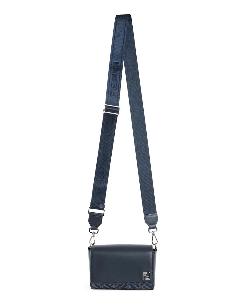 Fendi Borsa Messenger Compatta FF Squared Blue