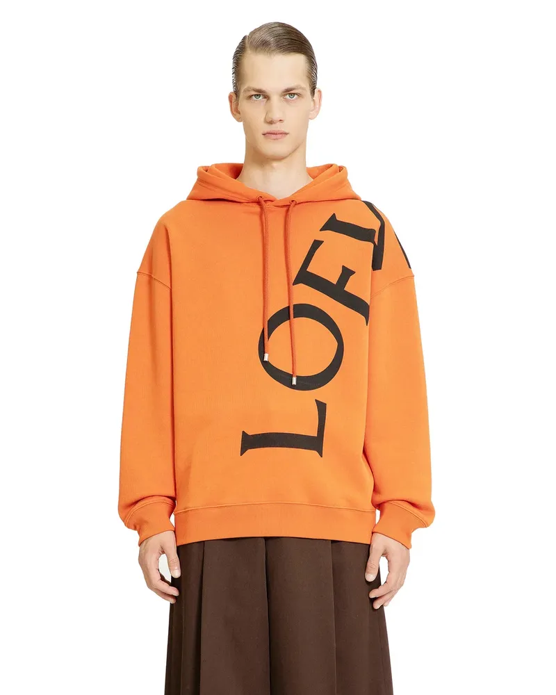 Loewe Logo Relaxed Fit Hoodie Orange