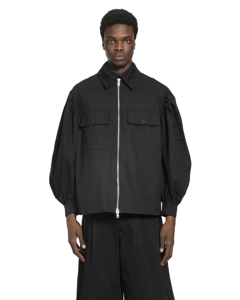 Simone Rocha Puff Sleeve Utility Pen Pocket Jacket Black