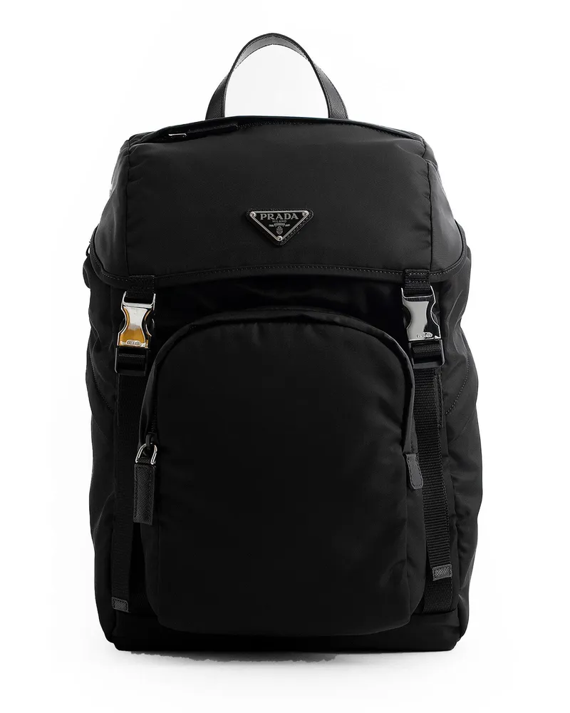 Prada Nylon and saffiano leather backpack Black