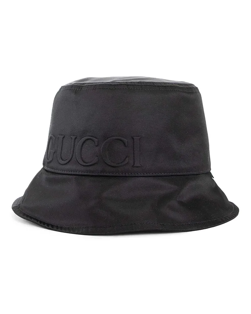 Gucci Cappello a secchiello in nylon con logo Black