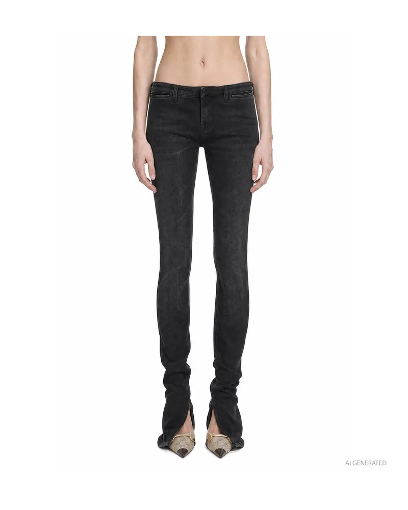 Gucci Fitted Stretch Cotton Denim Pants Black