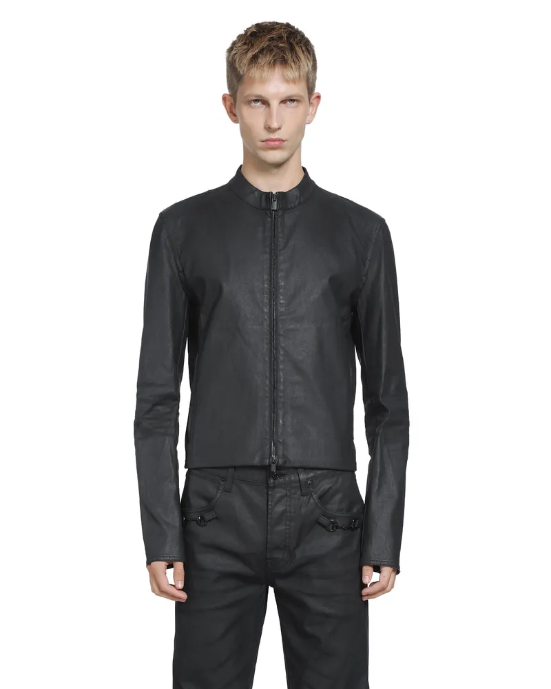 Gucci Coated Stretch Cotton Denim Jacket Black