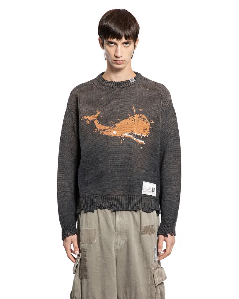 MIHARAYASUHIRO Whale Jacquard Sweater Black
