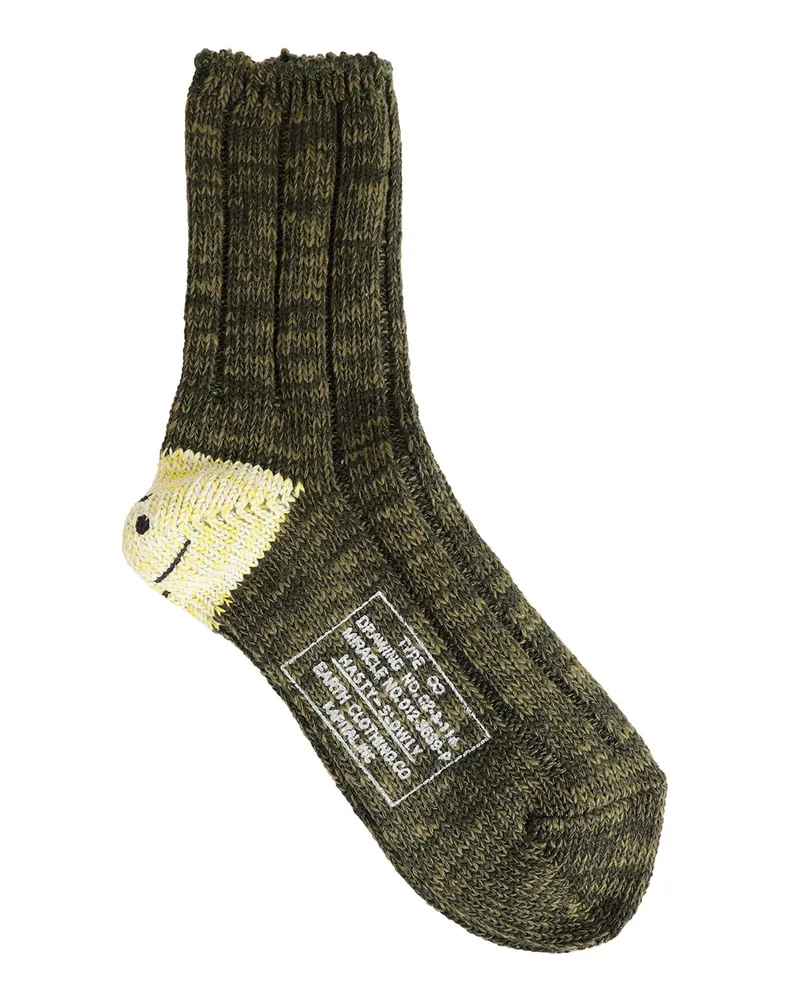 KAPITAL Rainbowy Happy Heel Socks Green
