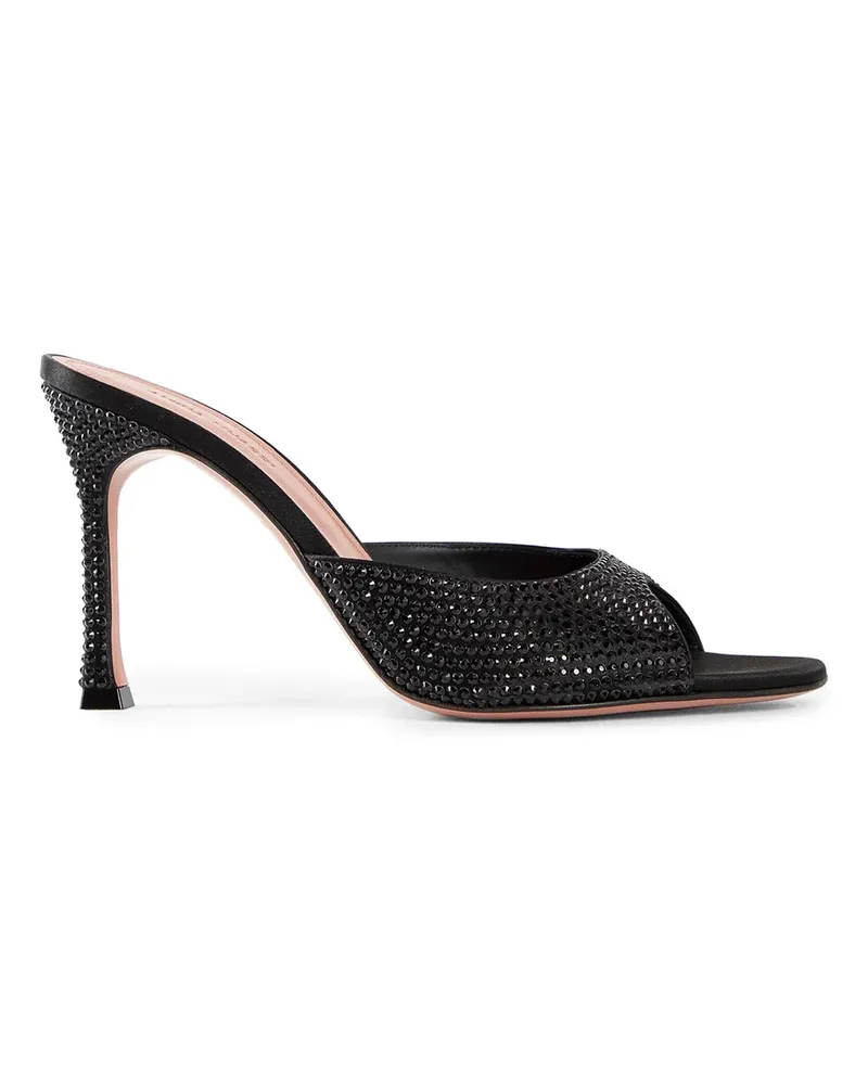 Amina Muaddi Alexa crystal Mules Black