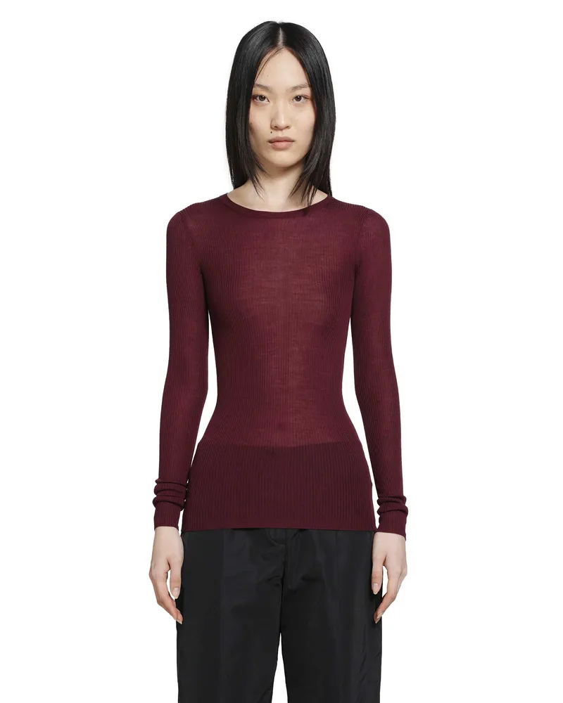 Jil Sander Lightweight Wool Crewneck Sweater Red