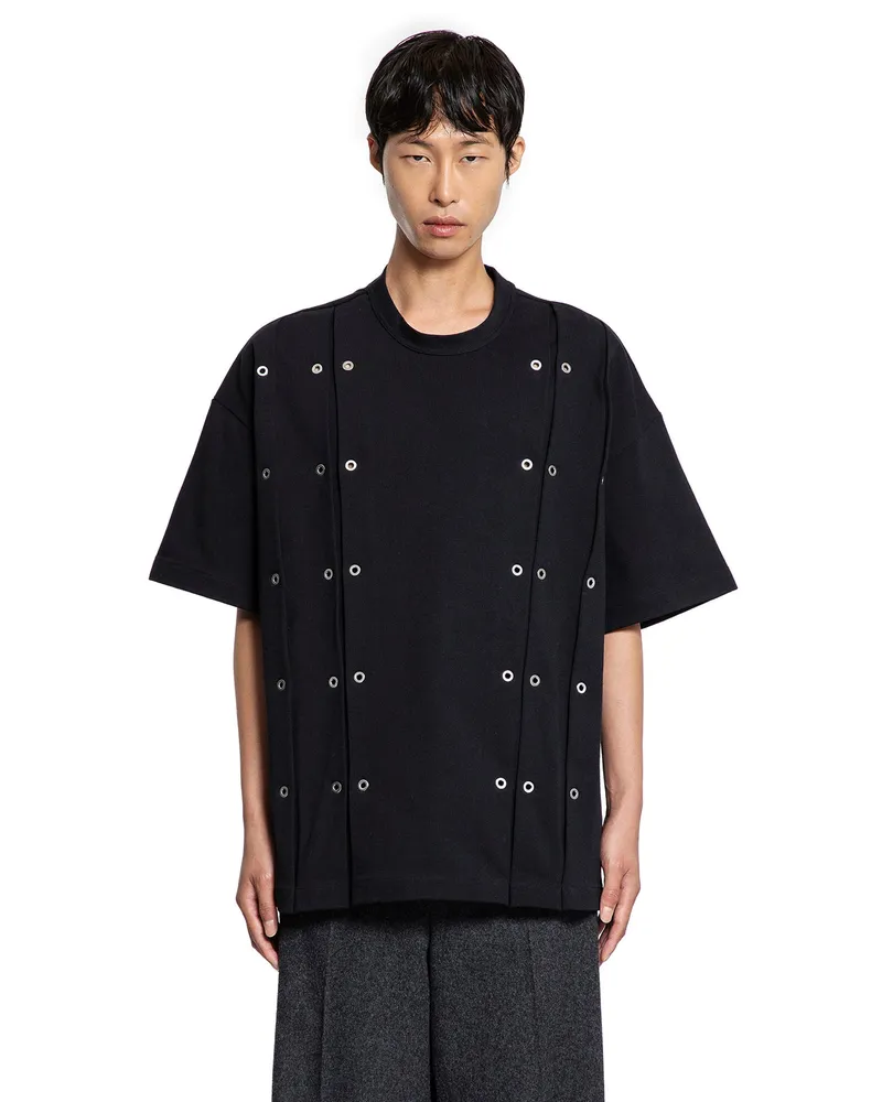 Jil Sander Crewneck T-Shirt with Eyelets Black