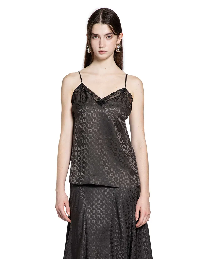 Fendi FF Silk Slip Top Brown