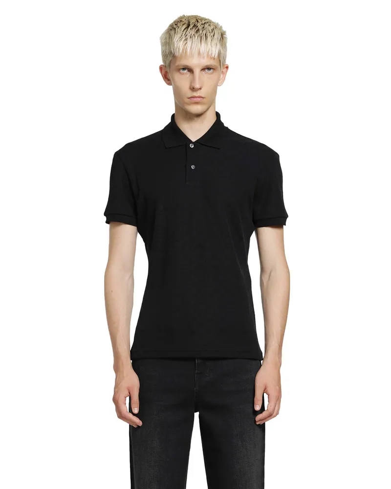 Gucci GG Technical Jersey Jacquard Polo Shirt Black