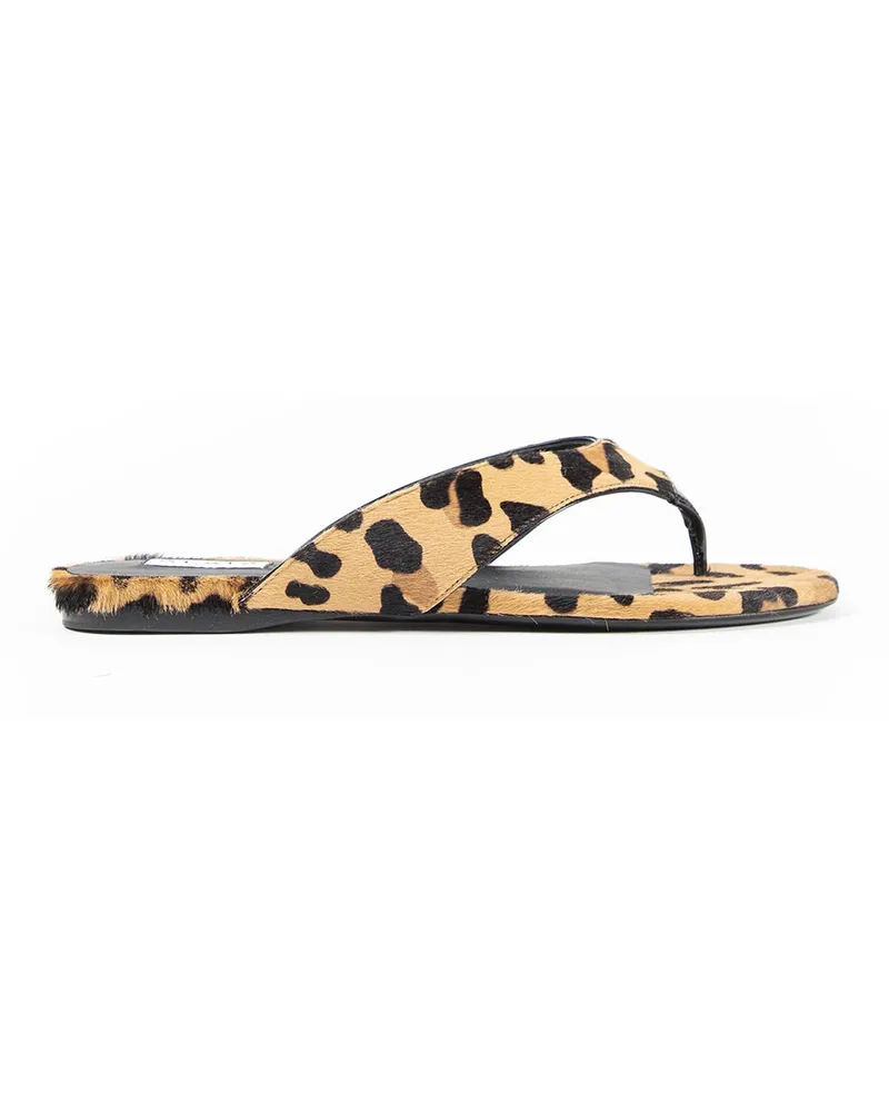 Alaïa Flat Tong Mules in Leopard Calf Hair Beige