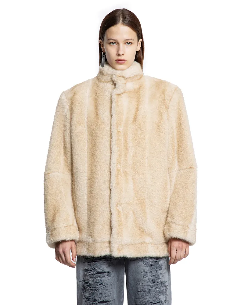 Maison Margiela Faux Fur Jacket Beige