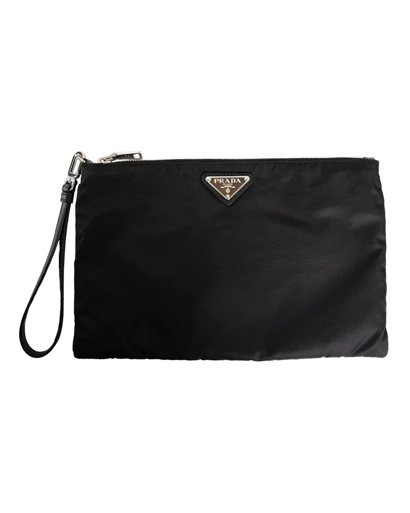 Prada Re-nylon and saffiano leather pouch Black