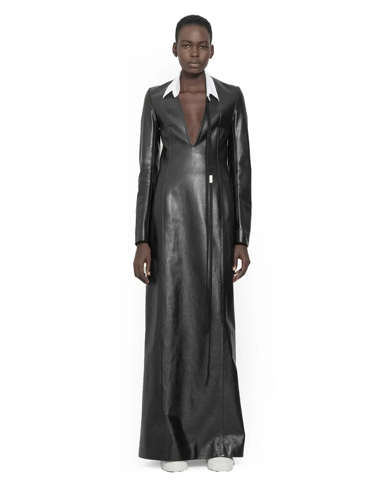 Ann Demeulemeester Veronica Leather Long Dress Black