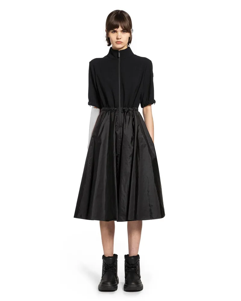 Moncler Satin Midi Dress Black