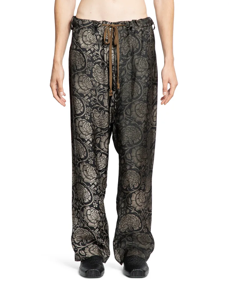 Uma Wang Perch Printed Drawstring Pants Black