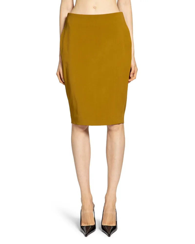 Saint Laurent Pencil Skirt in Satin Yellow