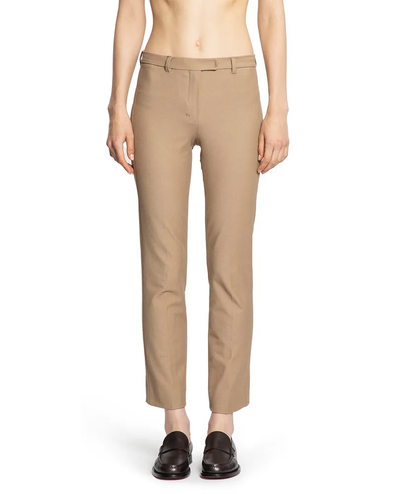 Max Mara Stretch Cotton Blend Trousers Beige