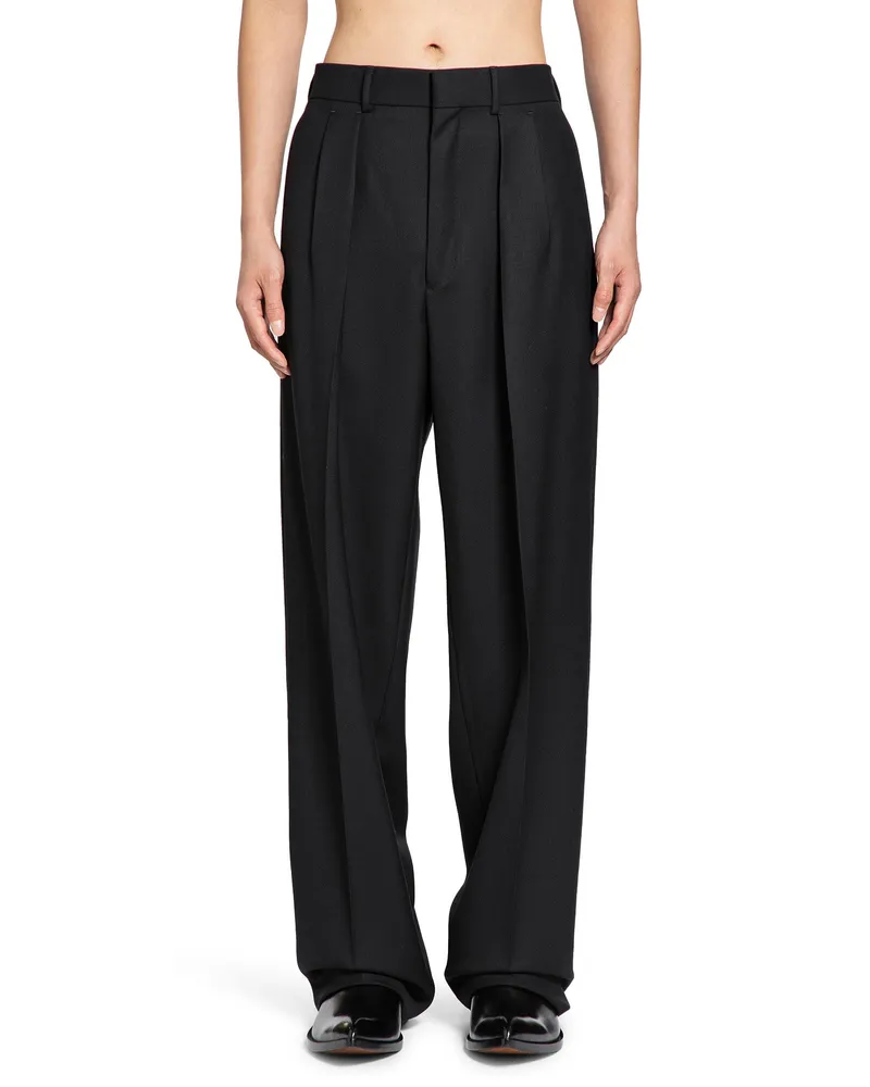 Tom Ford Double Pleat Trousers in Broken Twill Black