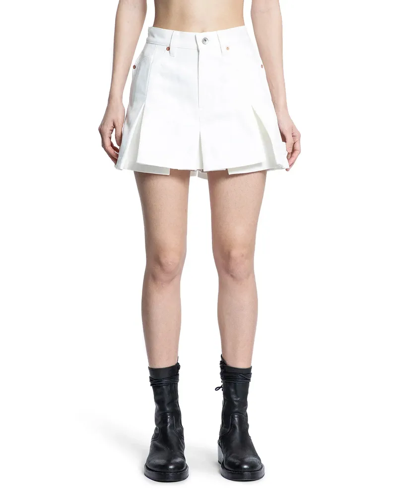 Sacai Pantaloncini Denim Mix White