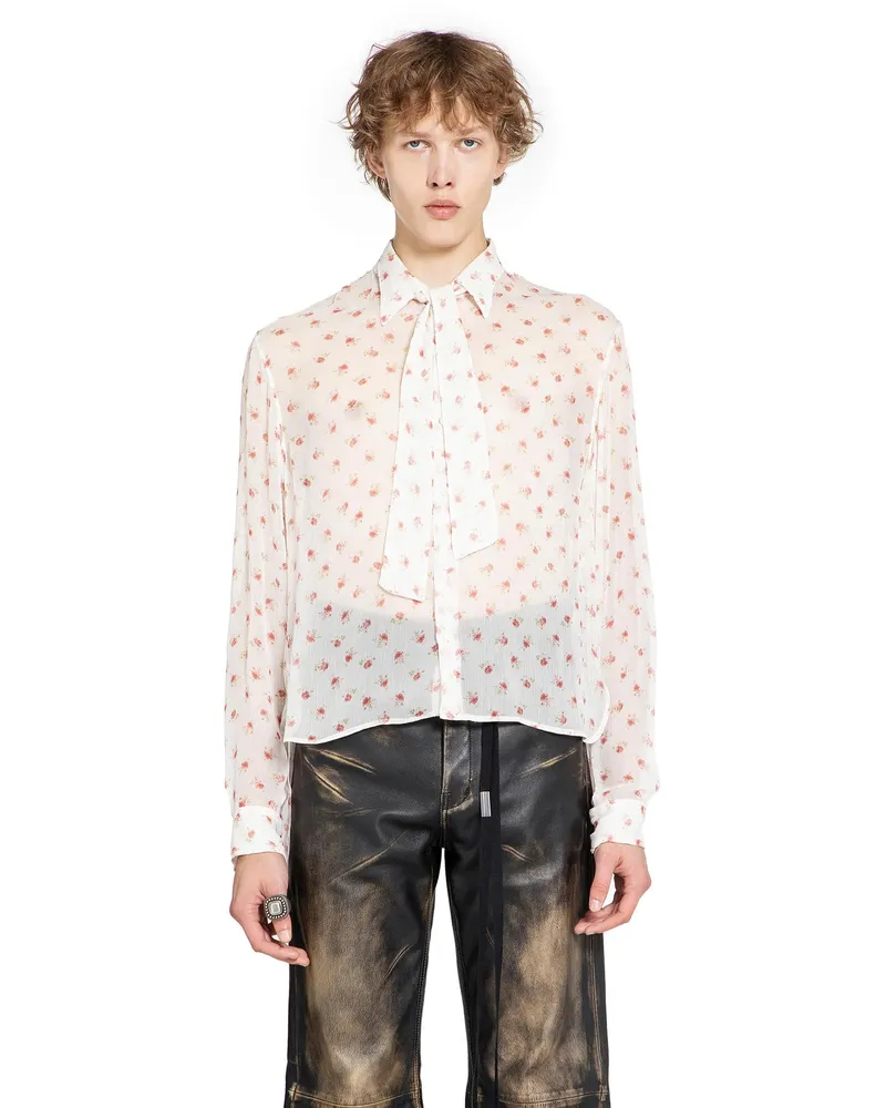 Ann Demeulemeester Stack Comfort Crooped Shirt with Necktie White