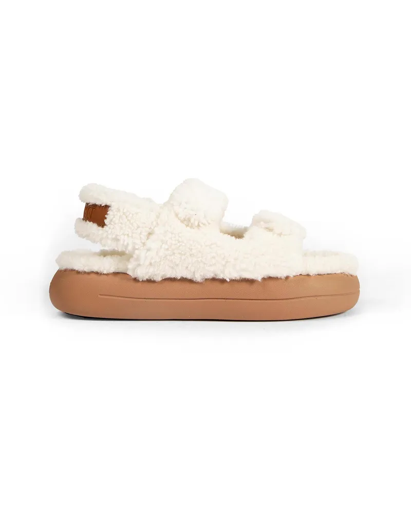 Moon Boot Shearling Sandals White