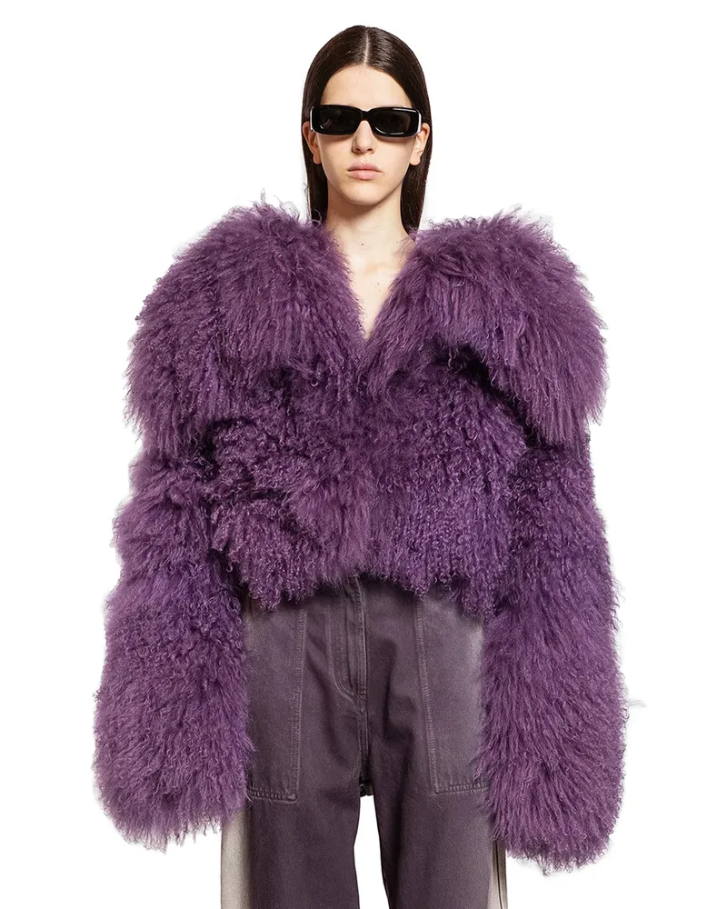 ATTICO Short Mongolian Fur Coat Purple