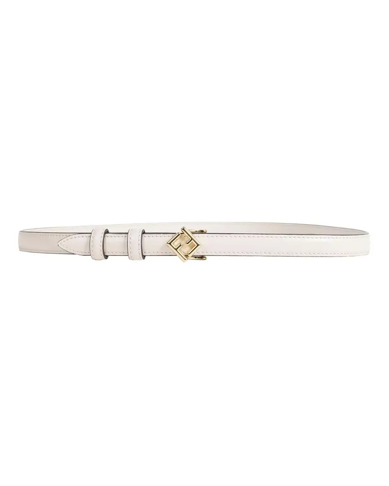 Fendi FF Diamonds Leather Belt White