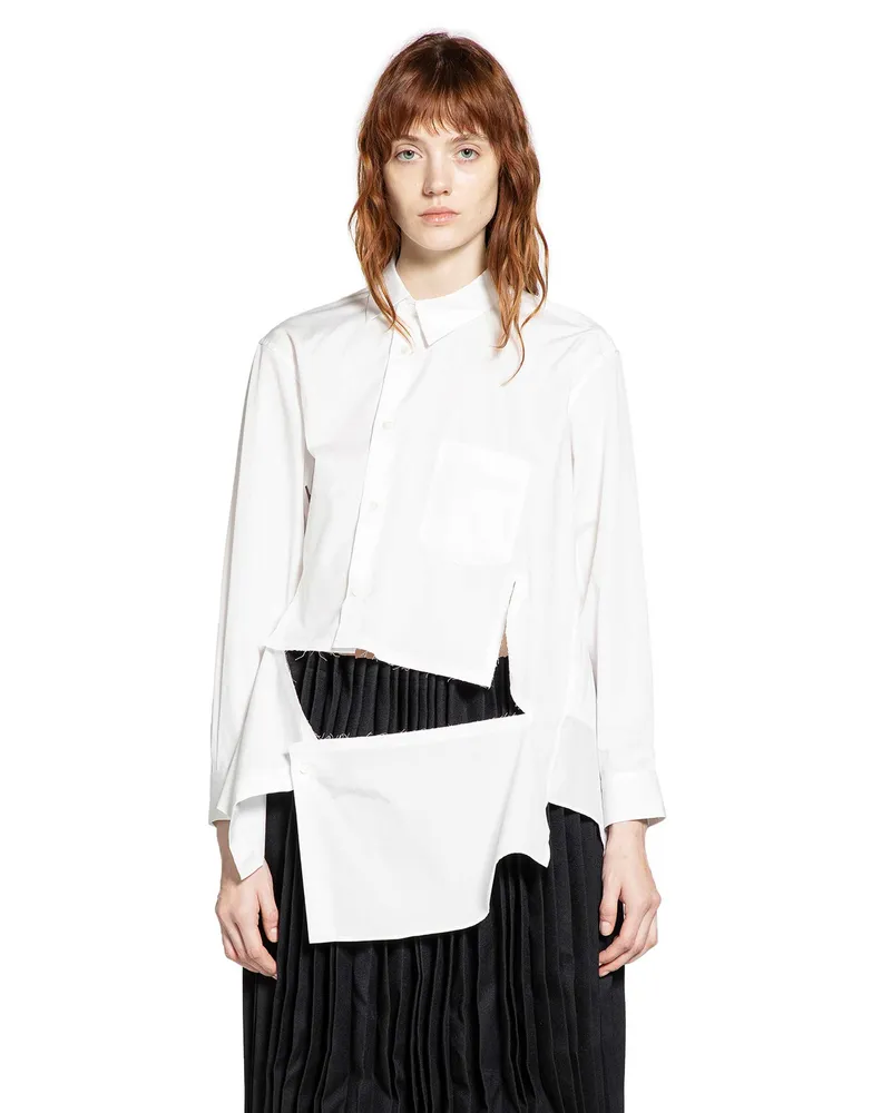 Comme des Garçons Asymmetric Cropped Pocket Shirt White