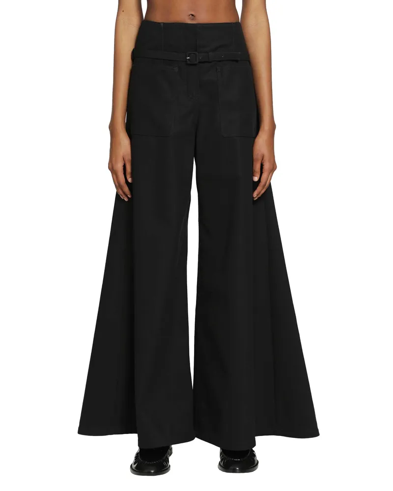 Courrèges Cotton Canvas Palazzo Pants Black