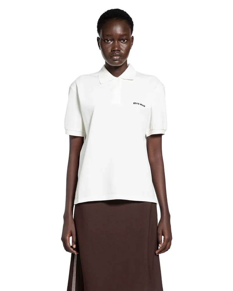 Miu Miu Cotton Piqué Polo Shirt White